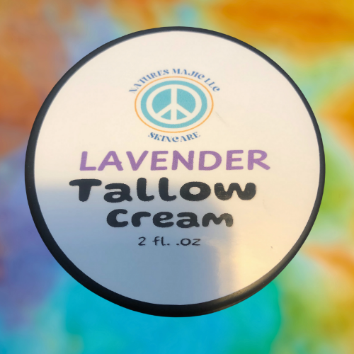 Lavender Tallow Cream in a 2 fl. oz jar, deeply nourishing and soothing skincare product.