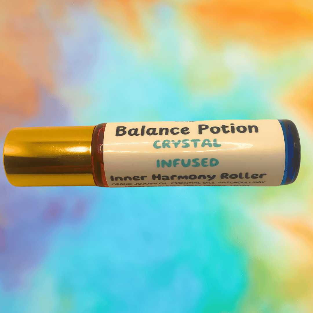 Back view Balance Essential oil Roller - Crystal Infused Botanical Harmony 10ml