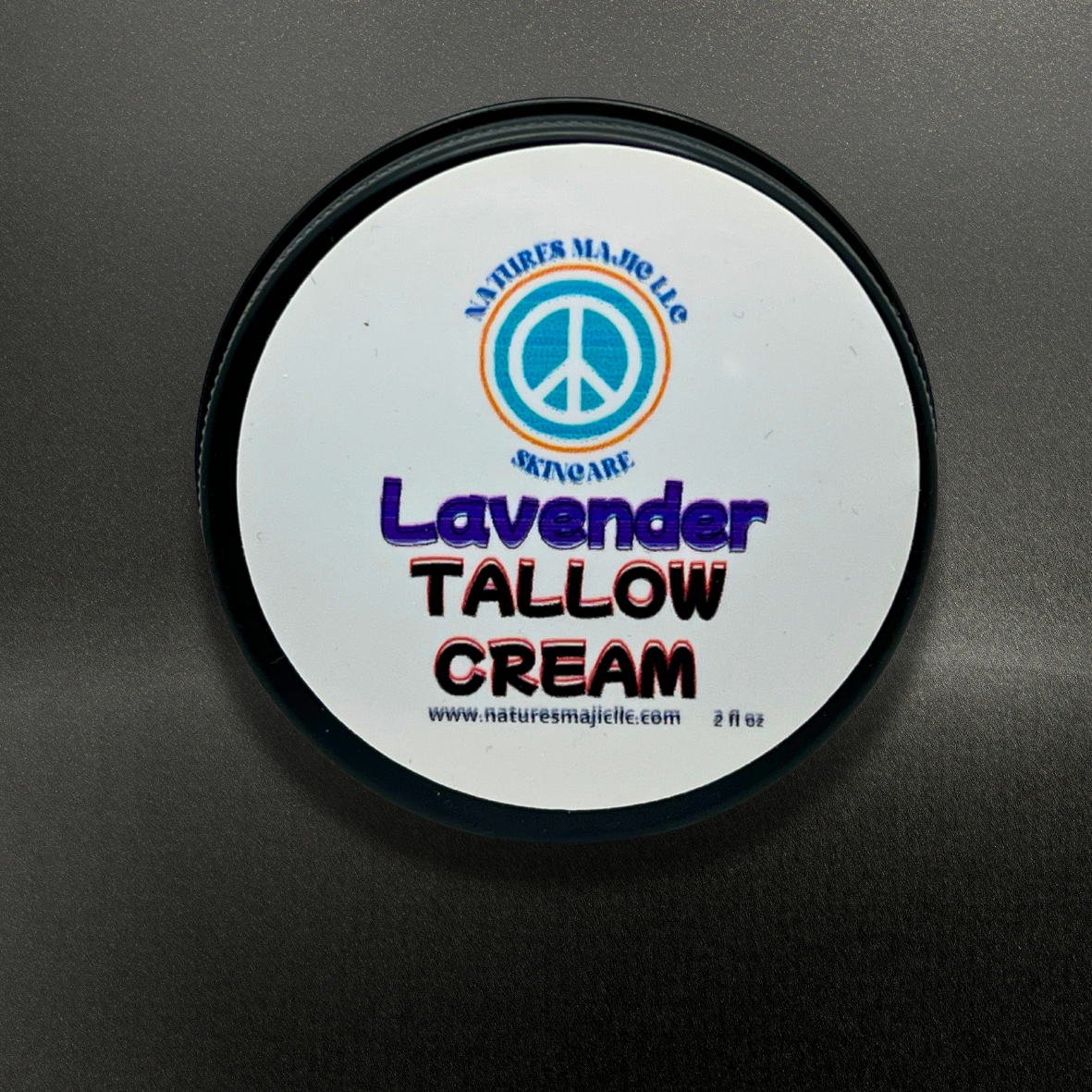 Lavender Tallow Cream in black container for sensitive skin nourishment and hydration