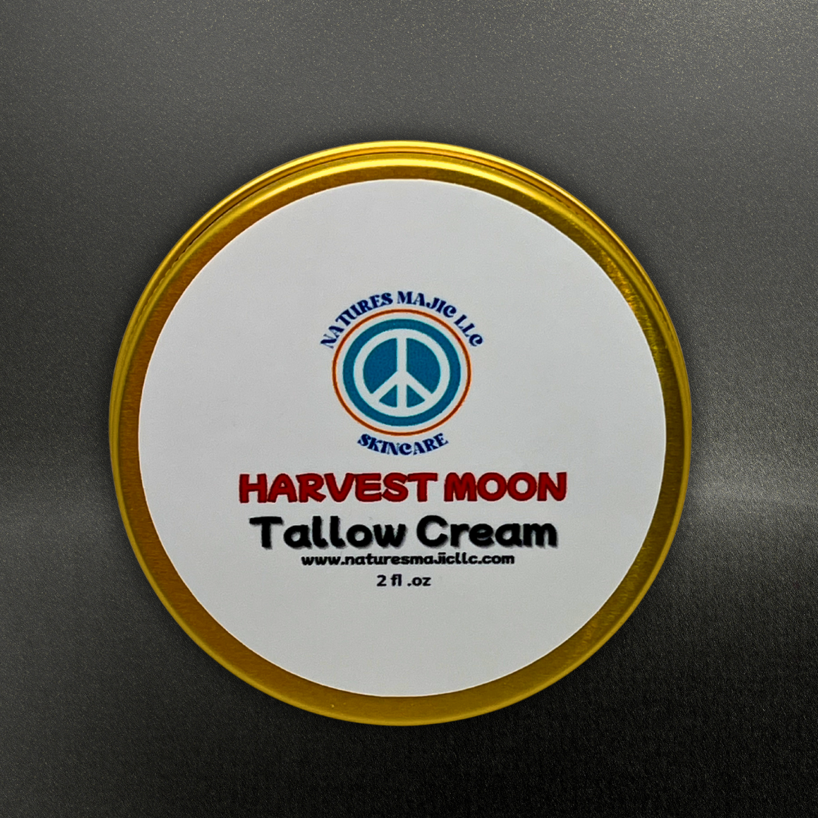 Harvest Moon Tallow Skin Cream container with gold lid for intensive moisture and skin nourishment