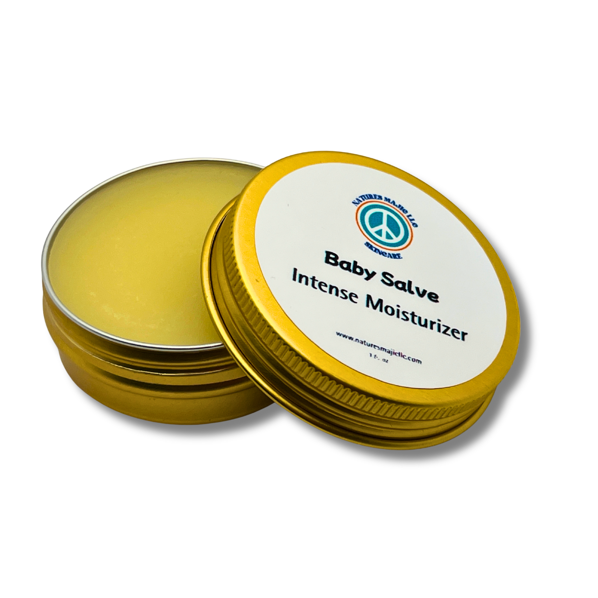 Baby salve in 1 oz tin for dry and delicate skin with moringa oil and cupuacu butter