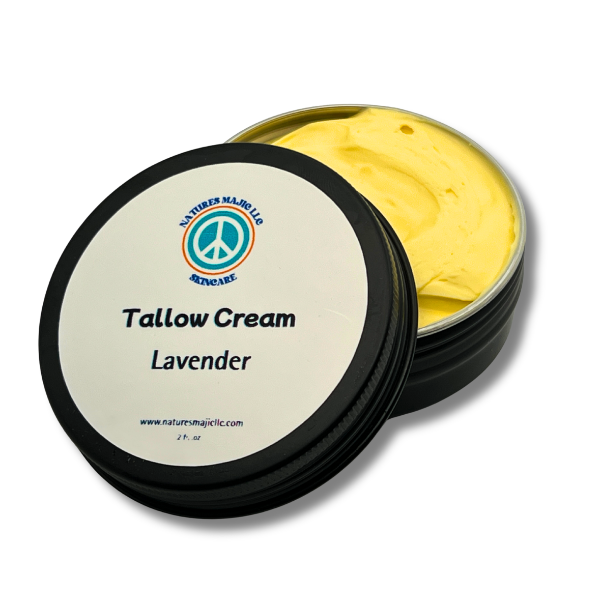 Lavender Tallow Cream jar with natural ingredients for sensitive skin nourishment
