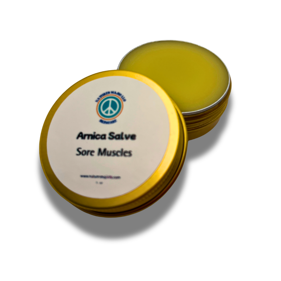 Arnica salve jar with natural botanical ingredients for muscle and joint relief